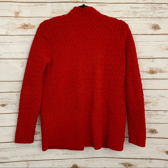 J Jill Red Basket Weave Pattern Button Car… - Picture 2 of 8